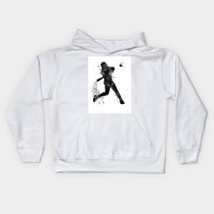 Boy Baseball Batter Black and White Kids Hoodie